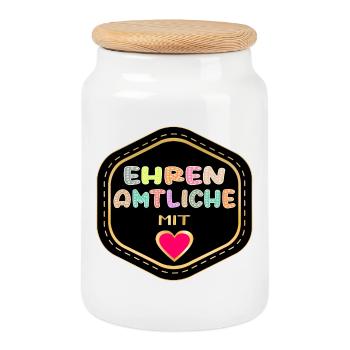 DANKESCHÖN EHRENAMTLICHE EHRENAMT - Keksdose mit Holzdeckel - Weiß - Vorne