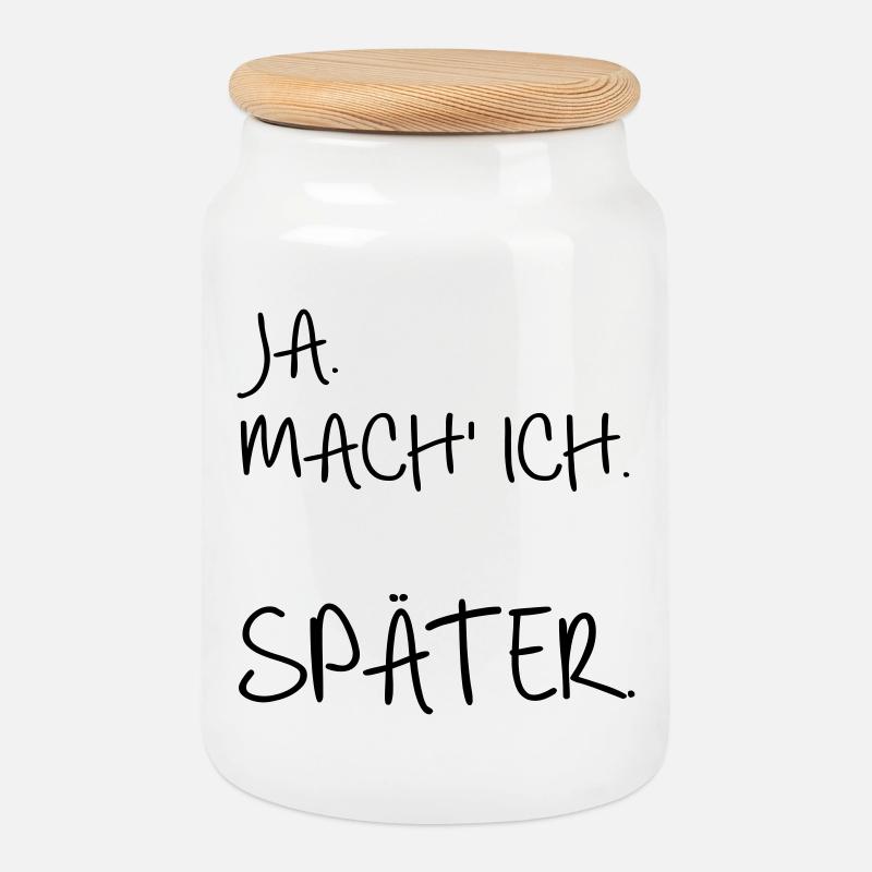 Prokrastination SPÄTER - Keksdose mit Holzdeckel - Weiß