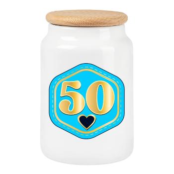 NUMÉRO 50 - AVOIR CINQUANTE ANS - Boîte à biscuits avec couvercle en bois - blanc - Devant