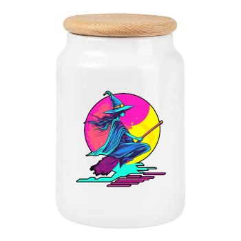 Hexe Hexen Halloween 90s Vaporwave - Keksdose mit Holzdeckel - Weiß - Vorne