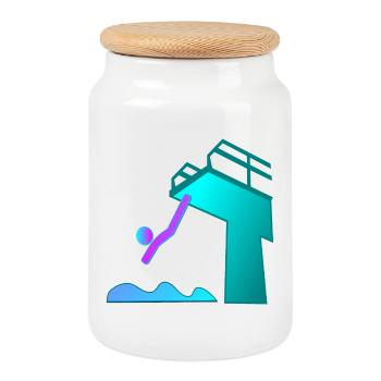 DIVING SPORT - Cookie Jar with Wooden Lid - white - Front