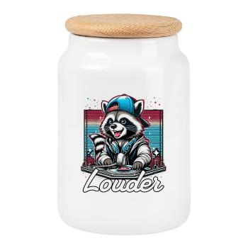 Wachbär DJ DJane Lauter Cadeau - Boîte à biscuits avec couvercle en bois - blanc - Devant