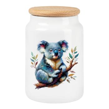 Koala - Cookie Jar with Wooden Lid - white - Front