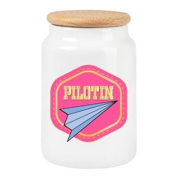 LUFTFAHRT PILOTIN - PAPIERFLIEGER - Keksdose mit Holzdeckel - Weiß - Vorne