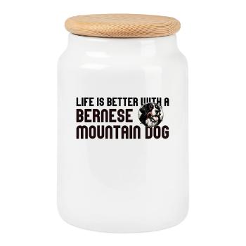 Berner Sennenhund - Keksdose mit Holzdeckel - Weiß - Vorne