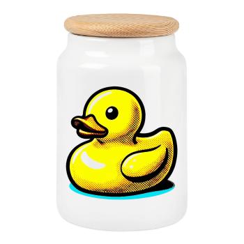 Ente Ente Ente Ente Ente - Keksdose mit Holzdeckel - Weiß - Vorne
