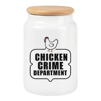 Chicken Crime Department Badge - Keksdose mit Holzdeckel - Weiß - Vorne
