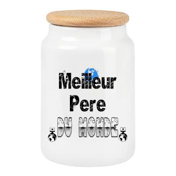 Meilleur Père du Monde - Boîte à biscuits avec couvercle en bois - blanc - Devant