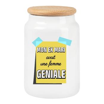 Mon ex mari avait une femme géniale - Boîte à biscuits avec couvercle en bois - blanc - Devant