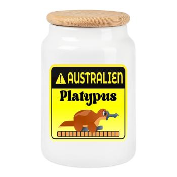 AUSTRALIEN PLATYPUS - Keksdose mit Holzdeckel - Weiß - Vorne