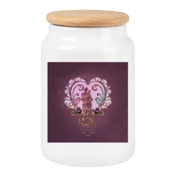 Dans l’étreinte du cœur. - Boîte à biscuits avec couvercle en bois - blanc - Devant