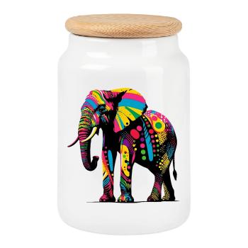 Elefant - Keksdose mit Holzdeckel - Weiß - Vorne