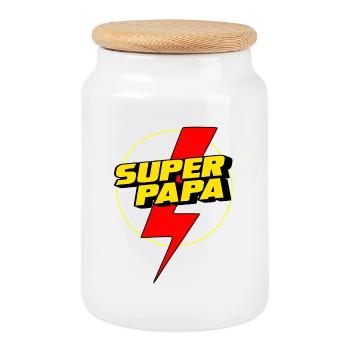 Super Dad - Cookie Jar with Wooden Lid - white - Front