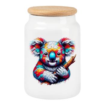Koala - Cookie Jar with Wooden Lid - white - Front