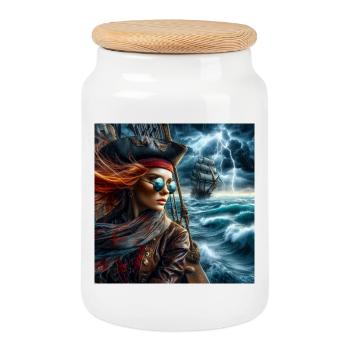 The Adventurer of the Seas - Cookie Jar with Wooden Lid - white - Front