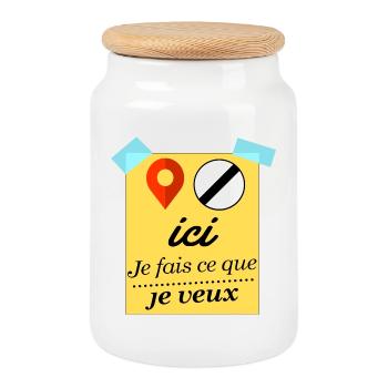 Here I do what I want - Cookie Jar with Wooden Lid - white - Front