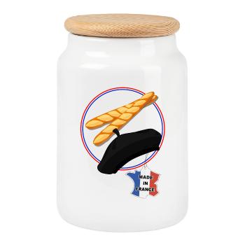 Made in France - Cookie Jar with Wooden Lid - white - Front