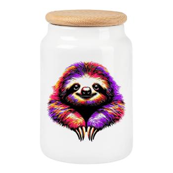 Sloth - Cookie Jar with Wooden Lid - white - Front