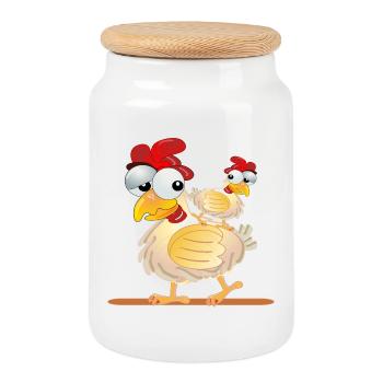 CHICKENS COSTUMES COUPLES - Cookie Jar with Wooden Lid - white - Front