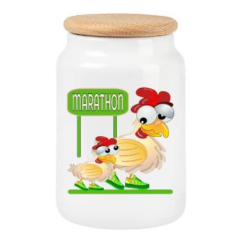 MARATHON RUNNING - GEFLÜGEL HUHN - Keksdose mit Holzdeckel - Weiß - Vorne