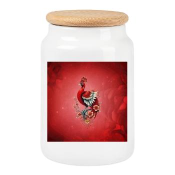 Staring into infinity at a majestic bird - Cookie Jar with Wooden Lid - white - Front