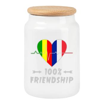 100 % amitié entre le Mali et la France - Boîte à biscuits avec couvercle en bois - blanc - Devant
