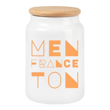 Menton France - Cookie Jar with Wooden Lid - white - Front