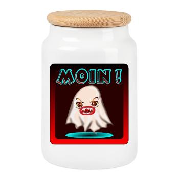 HALLOWEEN COSTUMES GHOSTS MOIN - Cookie Jar with Wooden Lid - white - Front