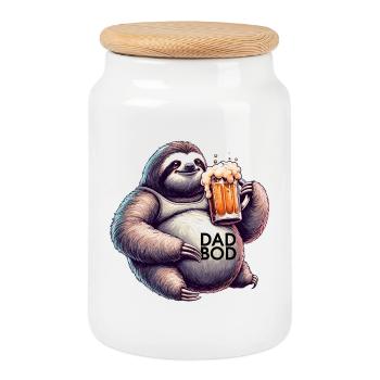 Dad Bod Bierbauch Bier Faultier Geschenk - Keksdose mit Holzdeckel - Weiß - Vorne