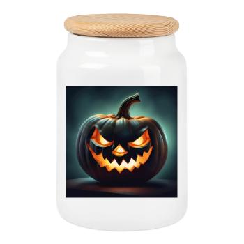 Halloween, Kürbis, Monster - Keksdose mit Holzdeckel - Weiß - Vorne