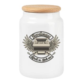 Berghoamat - Music on. | ZiachON! - Cookie Jar with Wooden Lid - white - Front