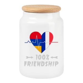 L'Arménie et la France : amitié à 100 % - Boîte à biscuits avec couvercle en bois - blanc - Devant