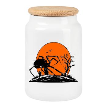 Spider - Cookie Jar with Wooden Lid - white - Front