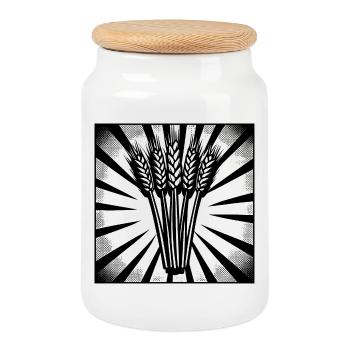5 épis de blé Highlight Dark - Boîte à biscuits avec couvercle en bois - blanc - Devant