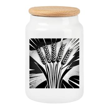 5 grain ears of wheat - Cookie Jar with Wooden Lid - white - Front