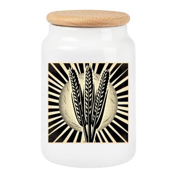 3 grain ears of wheat - Cookie Jar with Wooden Lid - white - Front