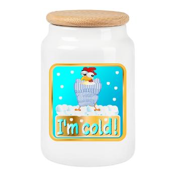 J’AI FROID - POULET D’HIVER VOLAILLE - Boîte à biscuits avec couvercle en bois - blanc - Devant