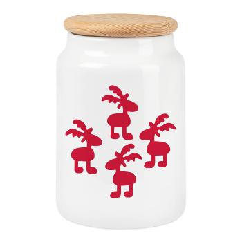 Drôle d’orignal pour Noël - Boîte à biscuits avec couvercle en bois - blanc - Devant