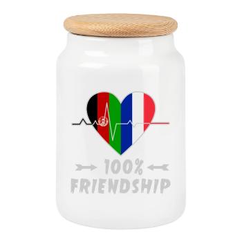 Afghanistan and France 100% friendship - Cookie Jar with Wooden Lid - white - Front