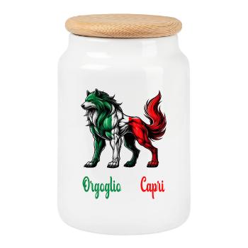 Le drapeau italien de la fierté de Capri - Boîte à biscuits avec couvercle en bois - blanc - Devant