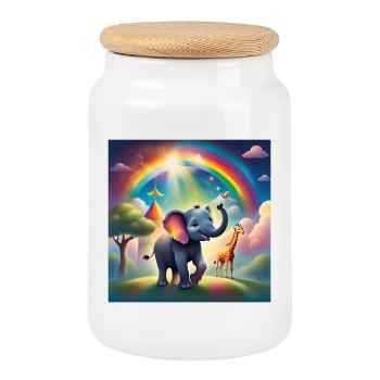 chambre d'enfant, bébé nourrisson - Boîte à biscuits avec couvercle en bois - blanc - Devant
