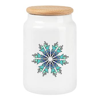 Ornament - Keksdose mit Holzdeckel - Weiß - Vorne