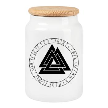 Valknut symbole viking - Boîte à biscuits avec couvercle en bois - blanc - Devant