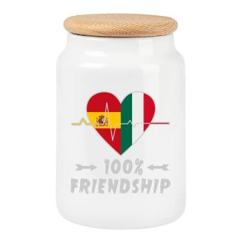 L'Espagne et l'Italie : amitié à 100 % - Boîte à biscuits avec couvercle en bois - blanc - Devant