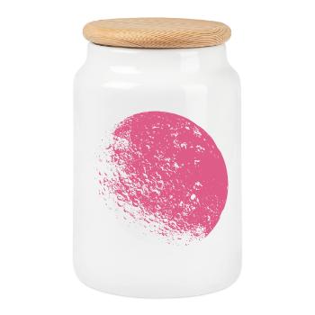Pink moon - Cookie Jar with Wooden Lid - white - Front