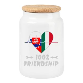 La Slovaquie et l'Italie : amitié à 100 % - Boîte à biscuits avec couvercle en bois - blanc - Devant