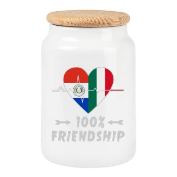 Le Paraguay et l'Italie : amitié à 100 % - Boîte à biscuits avec couvercle en bois - blanc - Devant