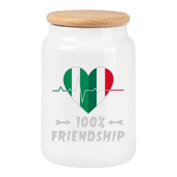 Le Nigeria et l'Italie : amitié à 100 % - Boîte à biscuits avec couvercle en bois - blanc - Devant