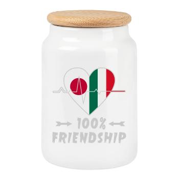 Le Japon et l'Italie : une amitié à 100 % - Boîte à biscuits avec couvercle en bois - blanc - Devant