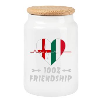 L'Angleterre et l'Italie : amitié à 100 % - Boîte à biscuits avec couvercle en bois - blanc - Devant